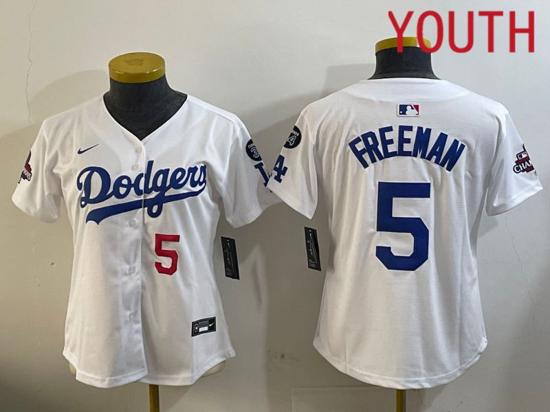 Youth Los Angeles Dodgers #5 Freeman White Game 2024 Nike MLB Jersey style 12095->youth mlb jersey->Youth Jersey